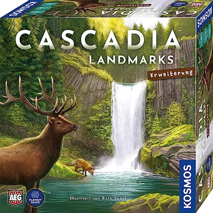 Kosmos 683955 Cascadia - Landmarks, Erweiterung zum Spiel des Jahres 2022, Ergänzung für 5-6 Personen und Erweiterung in Einer Box, Brettspiel für 2-6 Personen ab 10 Jahren – Bild 1