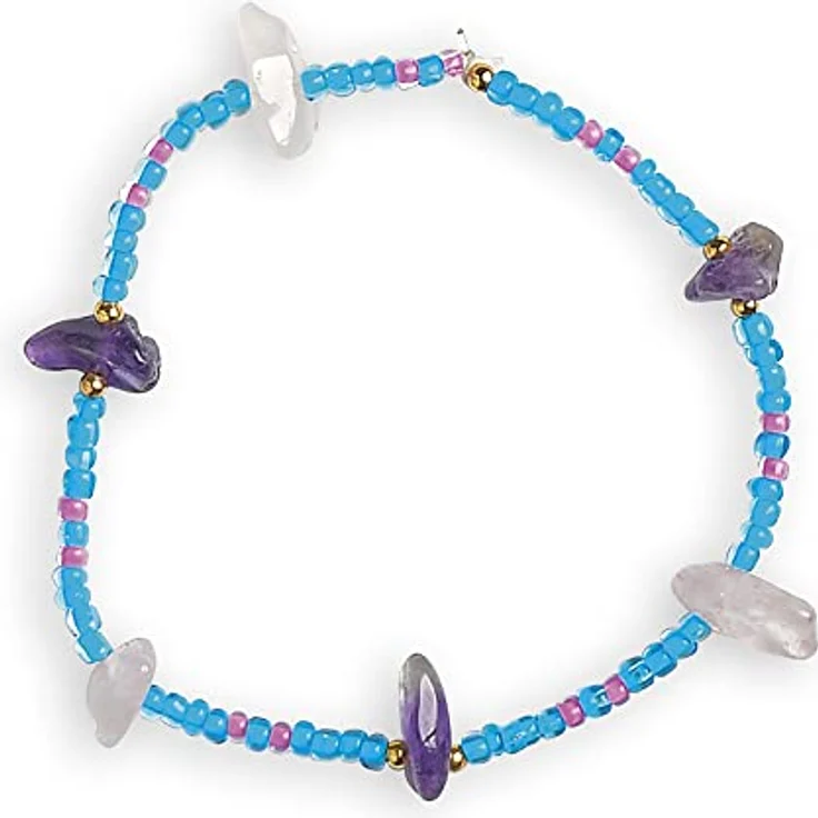 Janod Kreativset Glücksstein-Schmuckstücke, Bastelset zur Herstellung von 16 Armbändern und Halsketten aus echten Steinen, ab 8 Jahren – Bild 6