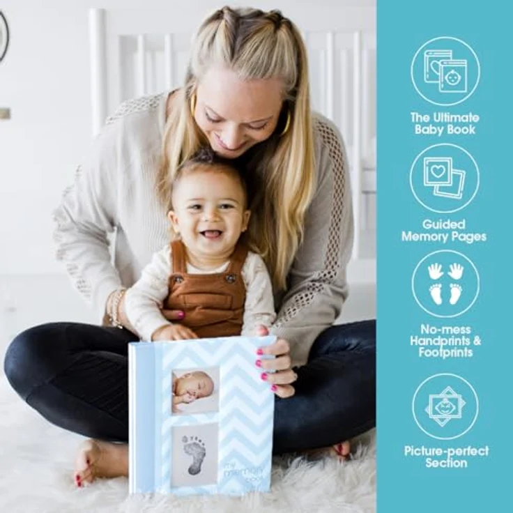 Pearhead P62201 Chevron Babybuch mit Clean Touch Stempelkissen, blau (Texte auf Englisch) – Bild 6