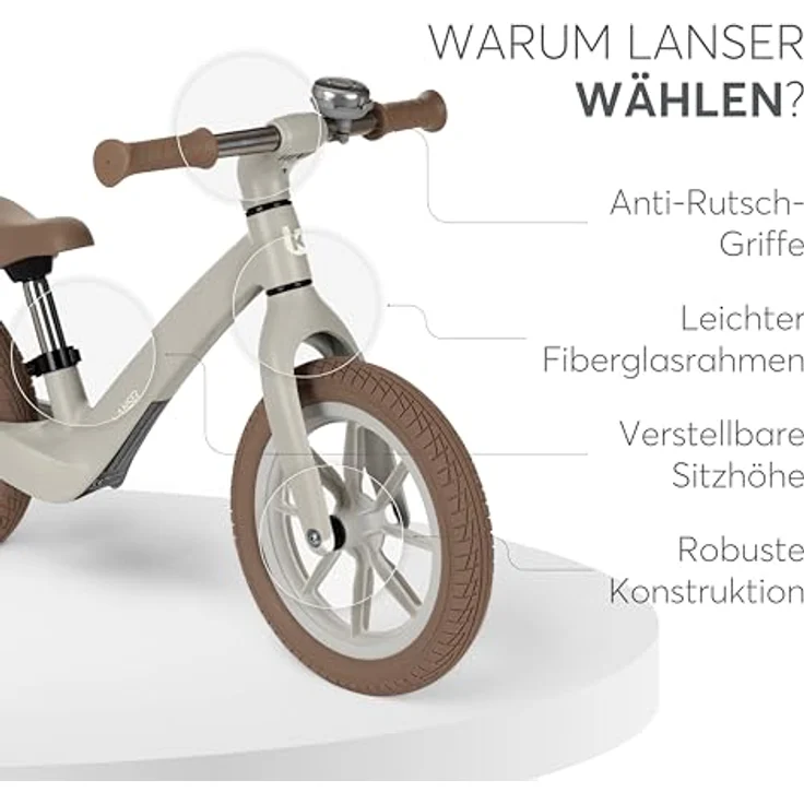 Kikkaboo Laufrad Lanser 12 Zoll, höhenverstellbar, PU-Räder, Anti-Rutsch-Griffe, Fiberglasrahmen, Blau – Bild 4