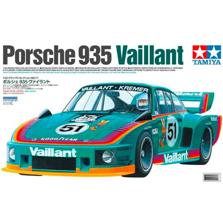 TAMIYA 20071 1:20 Porsche 935 Vaillant-Kremer Modellbau Bausatz - Detaillierter Plastikbausatz, Basteln, Hobby, Kleben, unlackiert – Bild 2