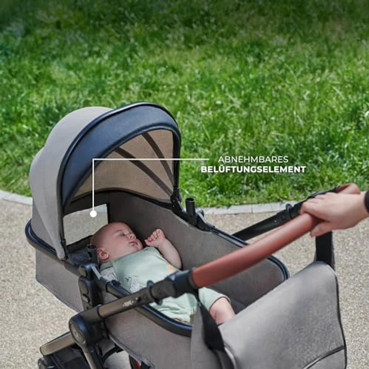 Kinderkraft ESME 2-in-1 Kinderwagen, Babywanne & Sportsitz bis 25 kg, Travel System mit Adaptern, große gefederte TPE-Räder, kompakt faltbar, Grau – Bild 5