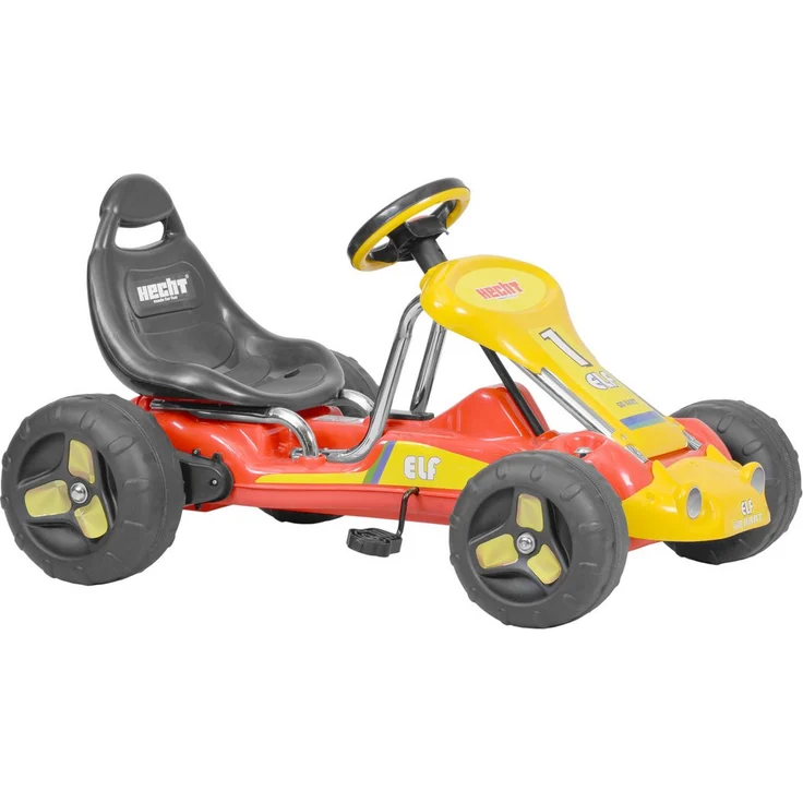 Hecht Tret Go-Kart 59788/59789, mit Rücktrittbremse, geschlossenen Kettenkasten, 30kg Belastbarkeit, einfache Montage, rot-gelb/schwarz-gelb