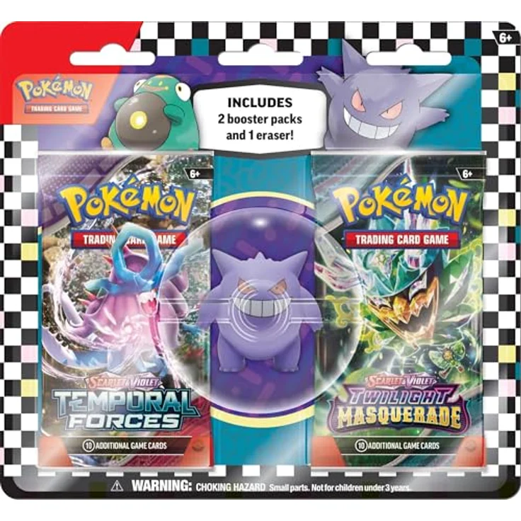 Nintendo Pokémon Back to School 2024 Eraser Blister Gengar, Enthält 2 TCG-Boosterpacks – Bild 2