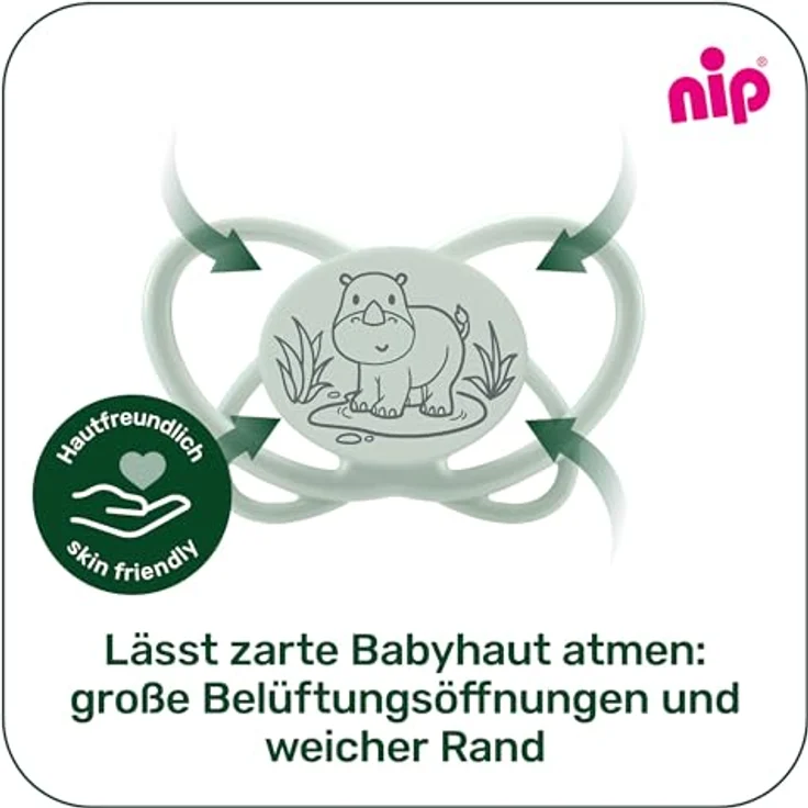 nip Butterfly, 2er Pack Stillfreundlicher, zahnfreundlicher Babyschnuller mit weichem Silikonsauger, Braun/Grau, für 16-32 Monate inkl. Schnullerbox – Bild 4