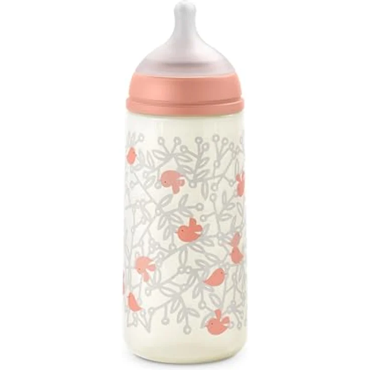 Suavinex Babyflasche 360 ml mit SX Pro Silikon-Sauger, Antikolik, dichter Fluss (L), ideal für Brei, Rosa, für Babys ab 6 Monaten – Bild 1