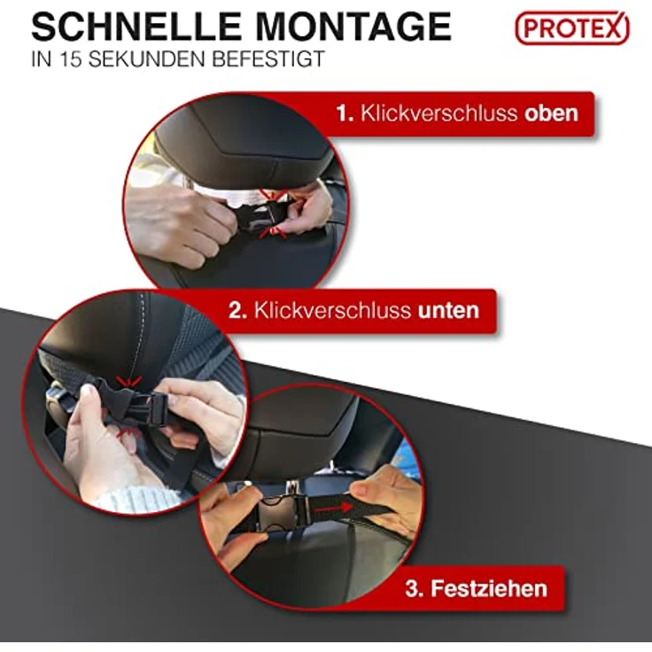 PROTEX© Rückenlehnenschutz Organizer, 2 in 1 Autositzorganizer mit 12 Zoll Tablet Fach und 8 Fächern, grau – Bild 4