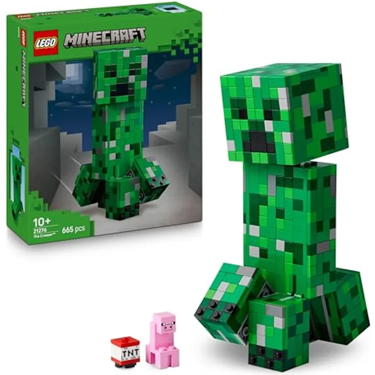 LEGO Minecraft 21276 Der Creeper™ Bausatz, 21 cm große bewegliche Actionfigur mit 665 Teilen und verstecktem TNT-Block