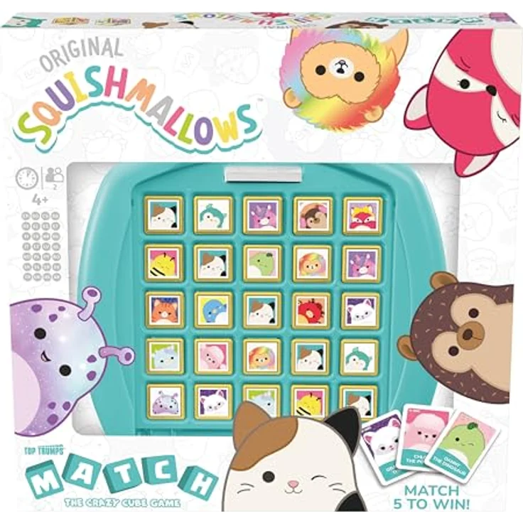 Top Trumps Match Squishmallows Brettspiel, Match 5 Lola The Unicorn, Daxxon The Alien oder Cam The Cat in a Row to Win, Perfect for travel, Gift for Ages 4 Plus, Praktischer Kunststoffkoffer, 15 Lieblingscharaktere – Bild 2