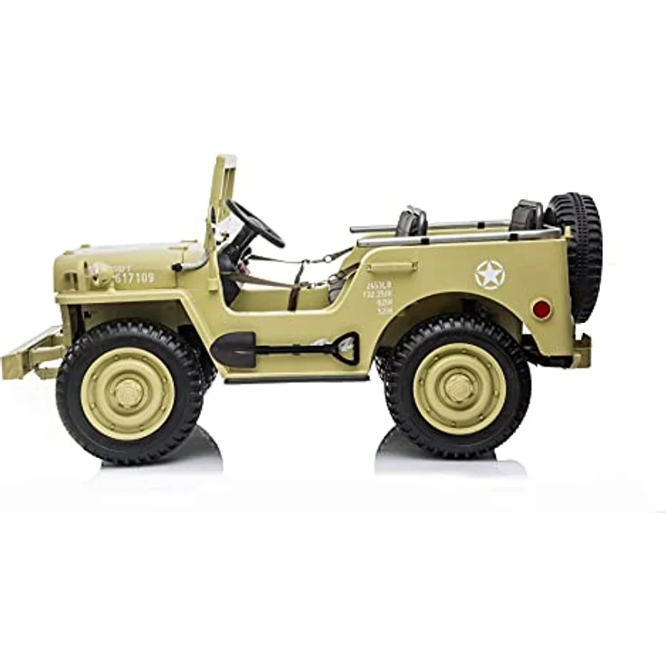 RIRICAR 4x4 Kinder Elektroauto 12V USA Army, 3 sitzer, mit 2,4GHz Fernbedienung, MP3/USB/SD, für Kinder ab 3-8 Jahre – Bild 3