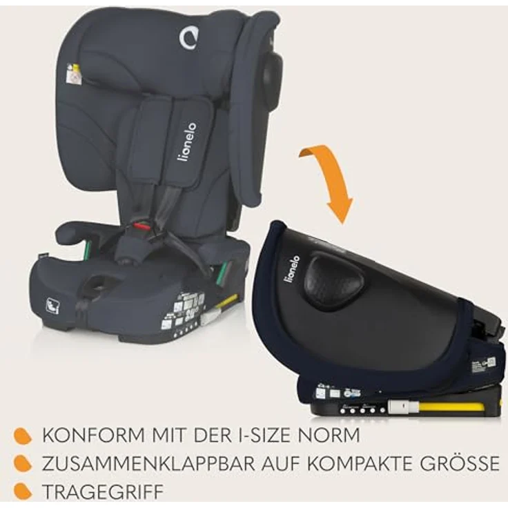 Lionelo Nelly I-Size, Kindersitz mit Isofix, 4 Liegepositionen, 5-Punkt-Gurtsystem, schwarz – Bild 4
