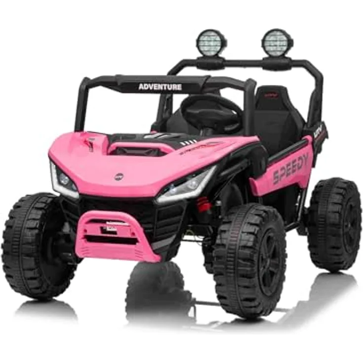Beneo Motors T-Rex 24V 2-Sitzer Kinder Elektroauto 4×4 mit Fernbedienung, Lithium-Akku 21,6V/5Ah, LED-Leuchten, MP3/USB/AUX, für 3–8 Jahre, Rose