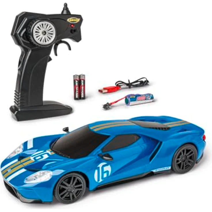 Carson 1:24 Ford GT 2.4GHz, Ferngesteuertes Auto mit LED-Beleuchtung und ca. 60 min Fahrzeit, Blau – Bild 1
