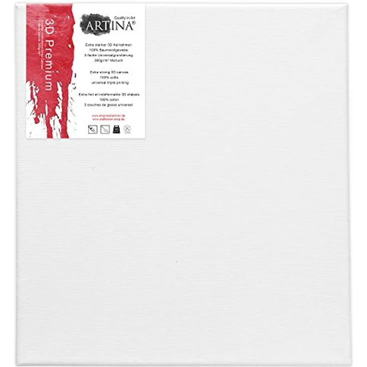 Artina 3D Premium Keilrahmen, 30x40 cm, Holz, 3-fach vorgrundierte Baumwollleinwand 380 g/m², extrabreit, umweltfreundlich – Bild 2