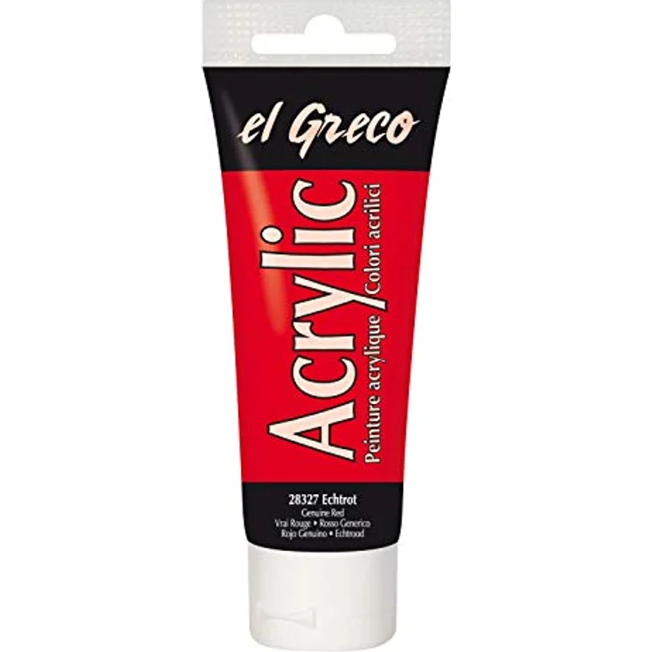 KREUL El Greco Acrylic, 75 ml Tube, hochpigmentierte Acrylfarbe in echtrot, glänzend, buttrig vermalbar, Studienqualität für pastose Malerei – Bild 1