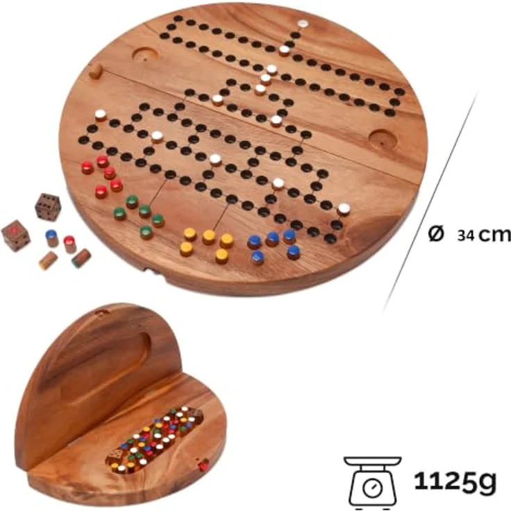 Logoplay Holzspiele Blockade 4 Rund, zusammenklappbares Brettspiel für 2 bis 4 Spieler, 17 cm, Holz, Motiv Obstgarten – Bild 2