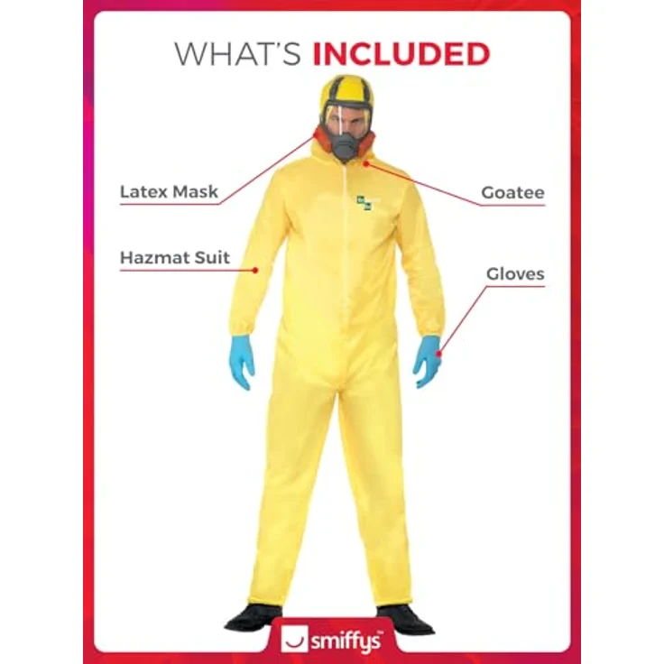 Smiffys Bad Kostüm (XL), Breaking Bad Overall mit Maske, Spitzbart und Handschuhen – Bild 4