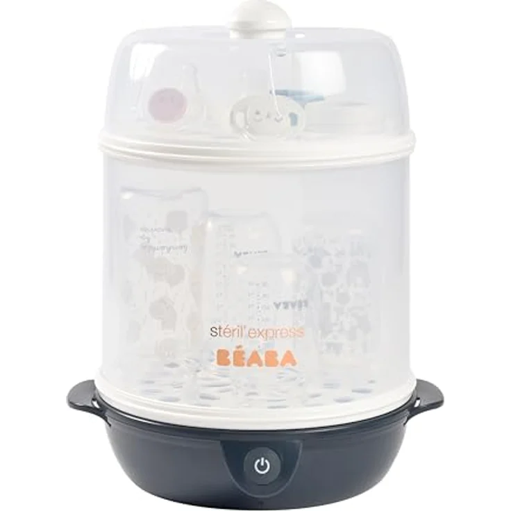 BÉABA, 2-in-1-Flaschensterilisator, Skalierbar, Elektrisch mit Dampf, 2 in 1, 2 Fächer, Bis zu 8 Flaschen & Zubehör, Ultra schnell, Zeitschaltuhr, Steril'Express, Night Blue – Bild 1