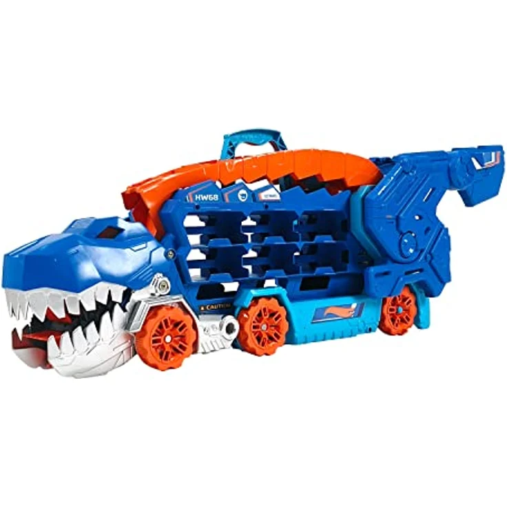 HOT WHEELS City - Ultimativer Transporter, T-Rex und Rennstrecke in Einem, abwechslungsreiche Sensorik-Elemente, Beleuchtungen und Geräusche, umfasst 20 Autos, für Kinder ab 4 Jahre, HNG50 - Preisvergleich – Bild 1