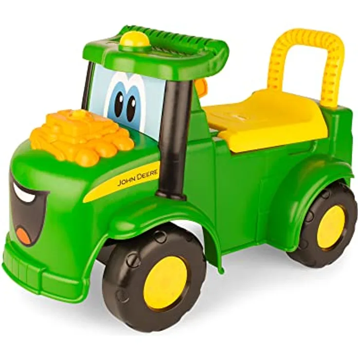 John Deere Ride On Johnny Tractor, Aufsitz-Spielzeugtraktor mit Lichtern, Soundeffekten und interaktiven Funktionen für Kinder ab 12 Monaten