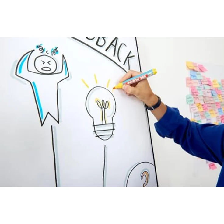 edding 385 Flipchart Effektmarker, Silbergrau, nachfüllbar und geruchlos mit Cap-off Funktion – Bild 5