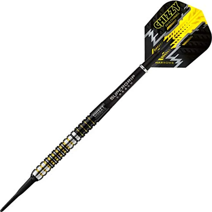 Harrows Soft Dave Chisnall Darts, 90% Tungsten Darts mit schwarzem Titannitrid-Finish und gelbgoldenen Akzenten, 18 Gramm – Bild 4