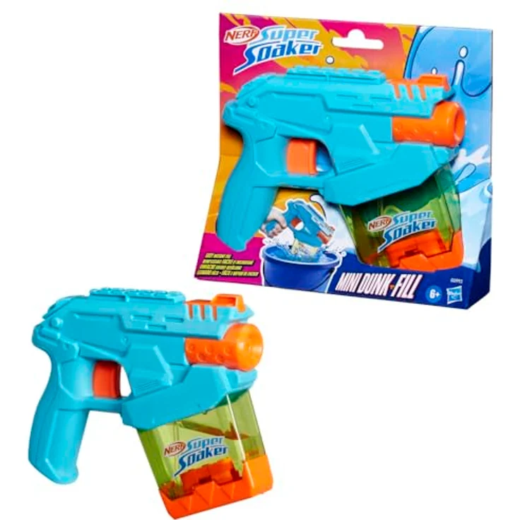 Super Soaker Nerf Mini Dunk-Fill Wasserblaster, transparenter Tank mit 100 ml Kapazität für sofortige Befüllung – Bild 3