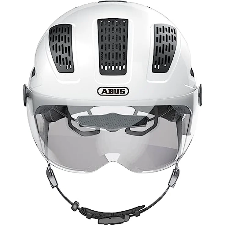 ABUS Stadthelm Hyban 2.0 ACE - Fahrradhelm mit Visier, Licht und ABS-Hartschale - für Damen und Herren - Weiß, Größe M​ – Bild 2