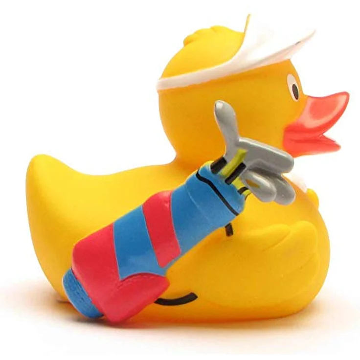 Duckshop Badeente - personalisierbar (Golf Ente) mit eigenem Wunschtext, L: 8 cm, B: 7 cm, H: 7,5 cm, aus Vinyl – Bild 4