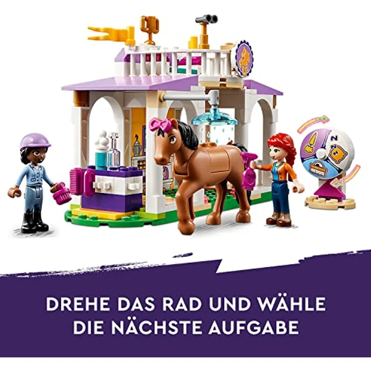 LEGO 41746 Friends Reitschule Set mit 2 Spielzeug-Pferden, Aliya und Mia Mini-Puppen, Reitstall- und Pferdespielzeug, Tierpflege-Geschenk für Kinder, Mädchen und Jungen ab 4 Jahre – Bild 4