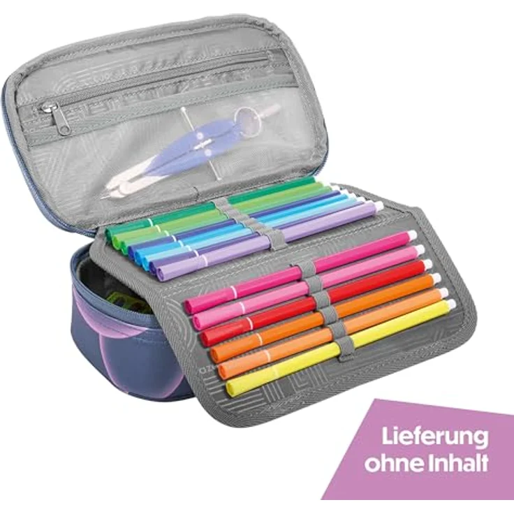 Coocazoo Mäppchen „Swirl Whirl”, lila, großes Hauptfach, Reißverschlussfach mit Klarsichtfach, Geodreieckfach, Stiftehalter, für die 3. Klasse – Bild 2