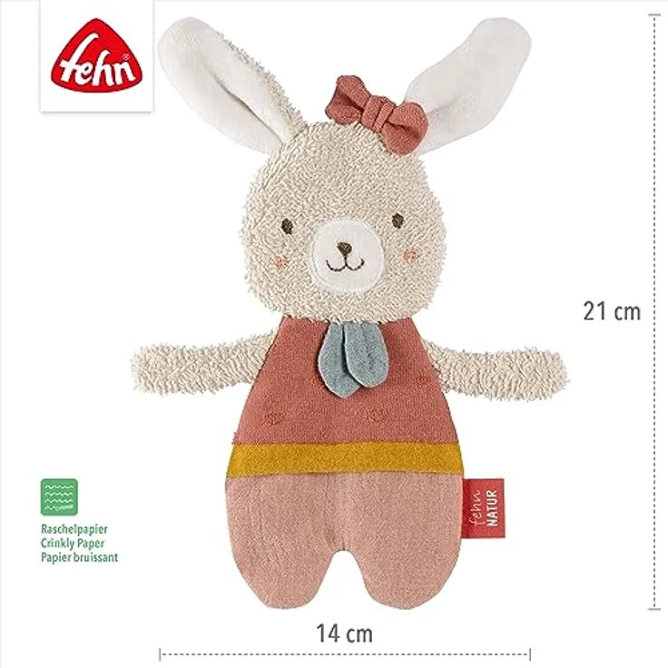 Fehn Knister-Hase fehnNATUR – Activity-Rascheltier mit Bio-Baumwolle (kbA) zum Greifen, Spielen & Geräusche erzeugen – idealer Begleiter für Babys und Kleinkinder – Bild 5