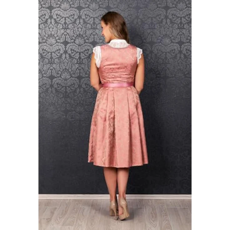 Edelnice Dirndl Sophia, pinkes Glamour-Dirndl mit goldschimmerndem Stoff und aufwendiger Perlenstickerei – Bild 8