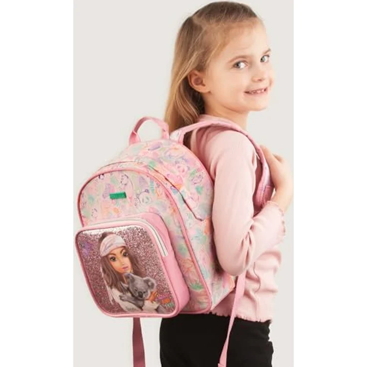 Depesche TOPModel Rucksack WILD, Kindergarten-Rucksack mit Glitzer-Fronttasche, rosa, 28 cm hoch – Bild 6