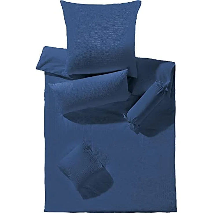 Erwin Müller Bettwäsche Rosenheim Seersucker dunkelblau Größe 200x220 cm (40x80 cm)
