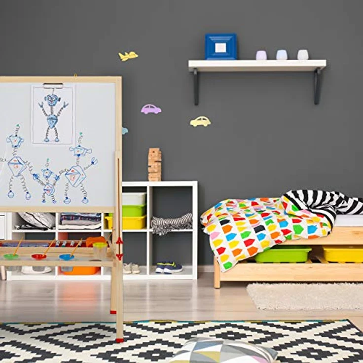 relaxdays Standtafel Kinder mit Whiteboard, höhenverstellbar, natur/weiß/grün, 3in1 Kreidetafel und Kinderstaffelei – Bild 5