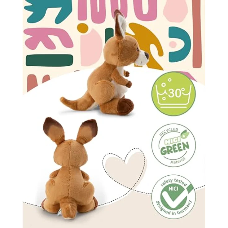 Nici Kuscheltier Wild Friends, Känguru Kelly 21 cm stehend - Plüsch-Känguru mit recycelten Materialien – Bild 4