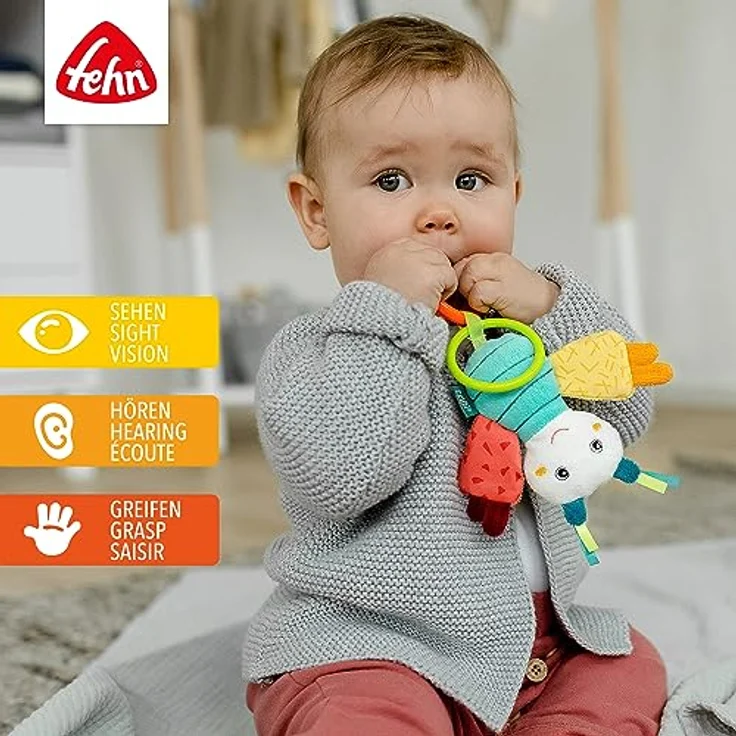 Fehn Mini-Schmetterling – Activity Greifling mit Rassel, Quietsche, Raschelpapier – Baby Spielzeug fördert spielerisch Sinne & Motorik – Spieltier für Babys und Kleinkinder ab 0+ Monaten – Bild 2