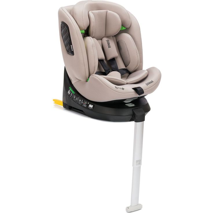 Fillikid Reboarder Kindersitz Aris, 360° drehbar ab Geburt bis 12 Jahre (40 cm - 150 cm), inkl. Isofx-Basis - Natur