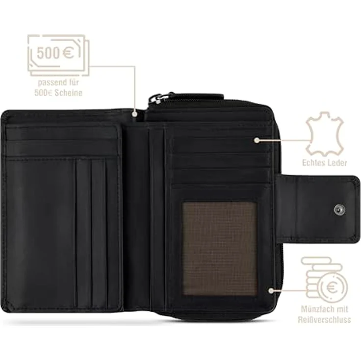 bugatti Sina Geldbörse, RFID Schutz, 100% Leder, 13.5 cm, hellgrau – Bild 4