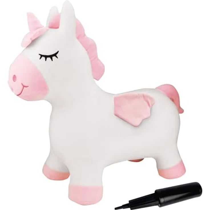 Lexibook Inflatable Jumping Plush Unicorn (BGP050UNI), Aufblasbares Hüpfeinhorn für Kinder, max. Tragfähigkeit 50 kg, ergonomische Sitzfläche – Bild 1
