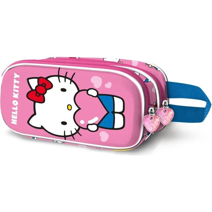 Karactermania Federmäppchen Sanrio 3D Double Federmäppchen Hello Kitty Heart, pink mit 3D-Design und zwei Hauptfächern