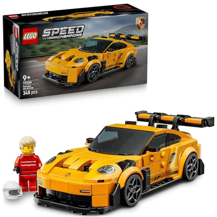 LEGO Speed Champions 77239 Porsche 911 GT3 RS, 348-teiliges Modell mit charakteristischen Lufthutzen und LED-Scheinwerfern, 16 cm lang – Bild 1
