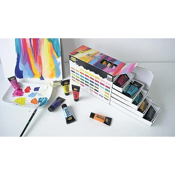 KREUL Solo Goya Acrylic Set, 48 Farben in 20 ml Tuben, Künstler-Acrylfarbe in Studienqualität, schnelltrocknend, wasserfest, hohe Farbintensität – Bild 2