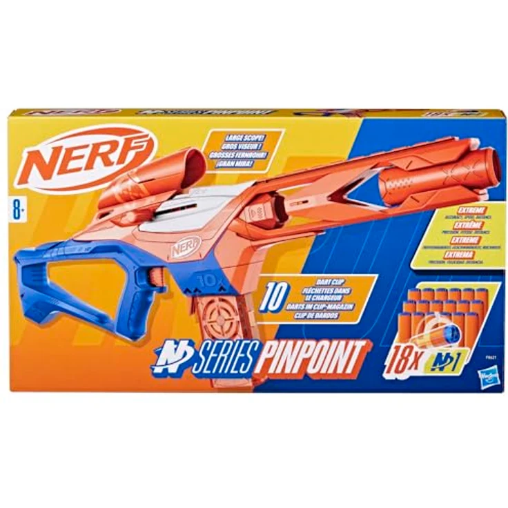 NERF N Series Pinpoint Blaster, Bolt-Action Blaster mit 10er Clip-Magazin und 18 N1 Darts, präzise für Fortgeschrittene, Jungen und Mädchen, weiß – Bild 3