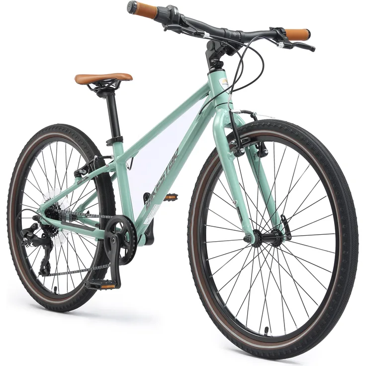 Bikestar Kinderfahrrad Leichtgewicht 9 kg 24 Zoll Aluminium ab 8 Jahre, 8 Gang Shimano RD-M2005 Schaltwerk, Reflektierende Reifen