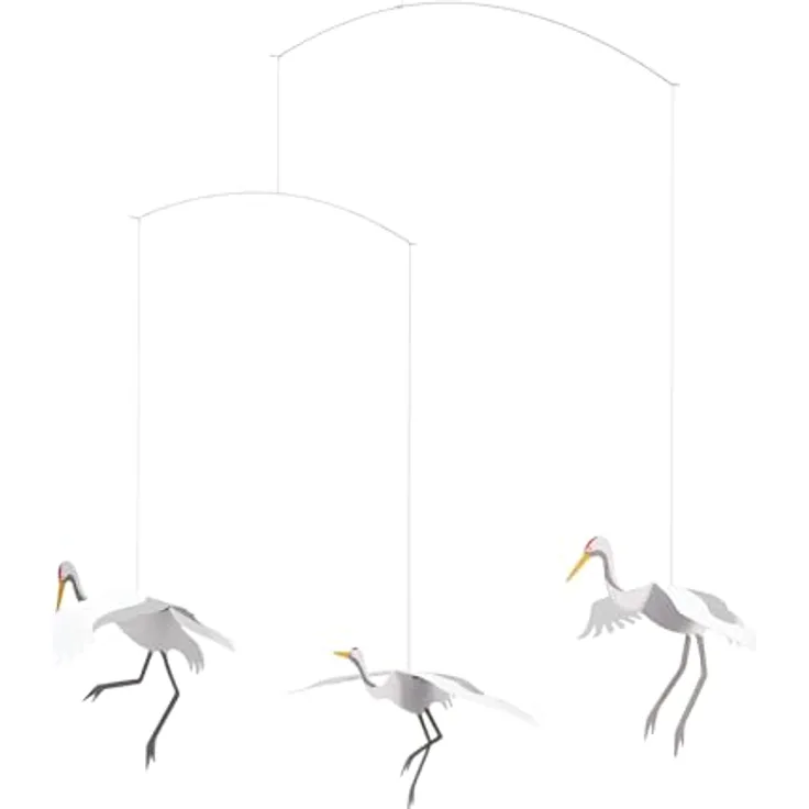 Flensted Mobiles f120 - Kranich - Balanciertes Mobile aus Stahl und Papierkarton, 45 x 45 cm, ideales Geschenk zur Geburt oder Taufe