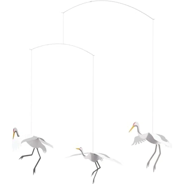 Flensted Mobiles f120 - Kranich - Balanciertes Mobile aus Stahl und Papierkarton, 45 x 45 cm, ideales Geschenk zur Geburt oder Taufe – Bild 1
