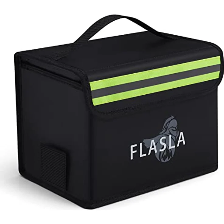 FLASLD Feuerfeste LiPo Tasche, explosionssicher mit Reflektorstreifen, 22 x 17 x 15 cm, inkl. Ladeanschluss – Bild 1