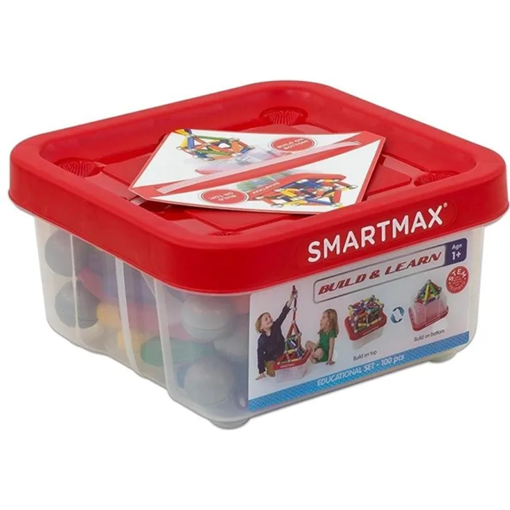 Smartmax Build and Learn Educational Set, 100 Teile Magnetbausteine für kreative und motorische Förderung, für Kinder ab 1 Jahr